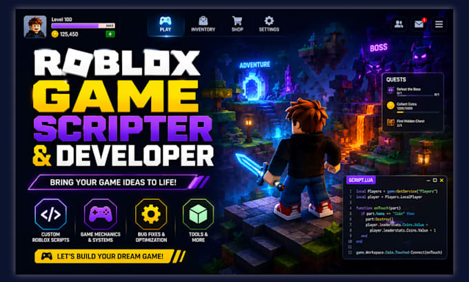 do full roblox game development, roblox scripter, roblox developer and full map
