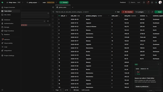 set up your supabase database and build python data pipelines