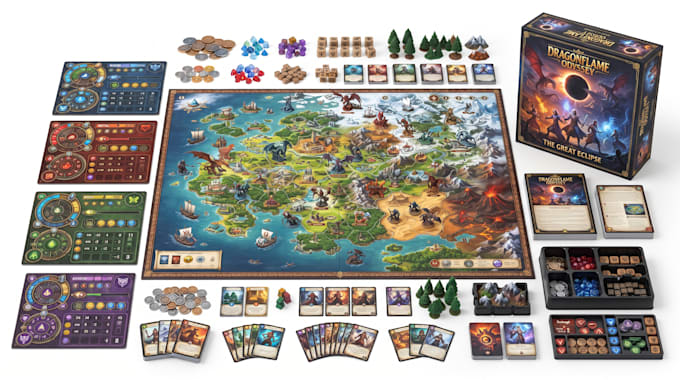 design board game, card game, tabletop game and game packaging