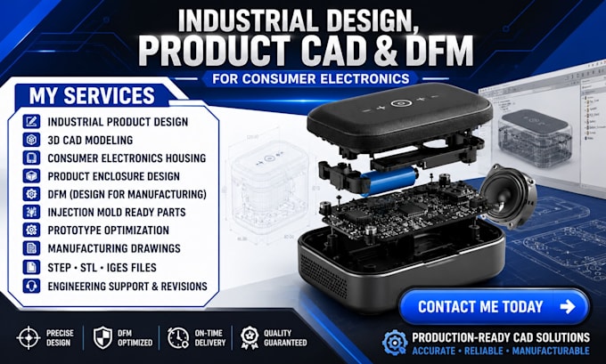 do industrial design, product cad and dfm for consumer electronics products