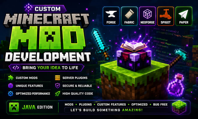 custom minecraft mod development forge fabric neoforge spigot paper java plugins