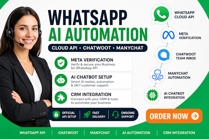 setup whatsapp api chatwoot manychat whatsapp ai automation meta verification