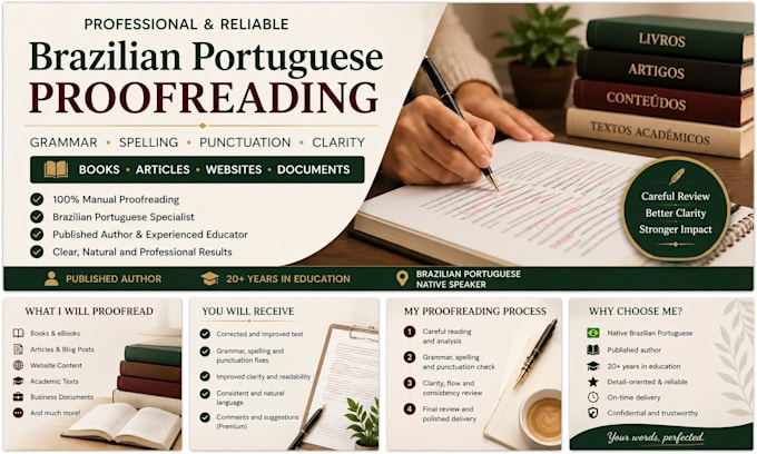 proofread and edit your brazilian portuguese text