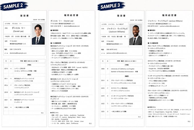 create professional japanese resume and CV