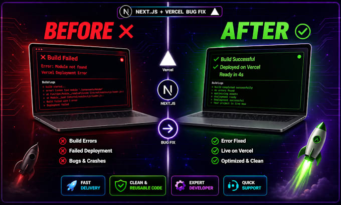 fix nextjs errors, vercel deployment issues and bugs