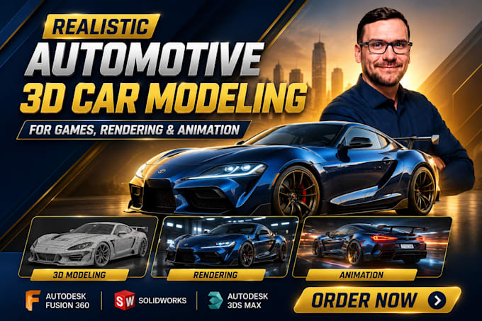 create realistic automotive 3d car modeling for games, rendering and animation