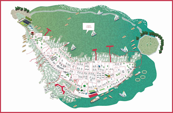 create a custom infographic, map, topography with unique illustration style