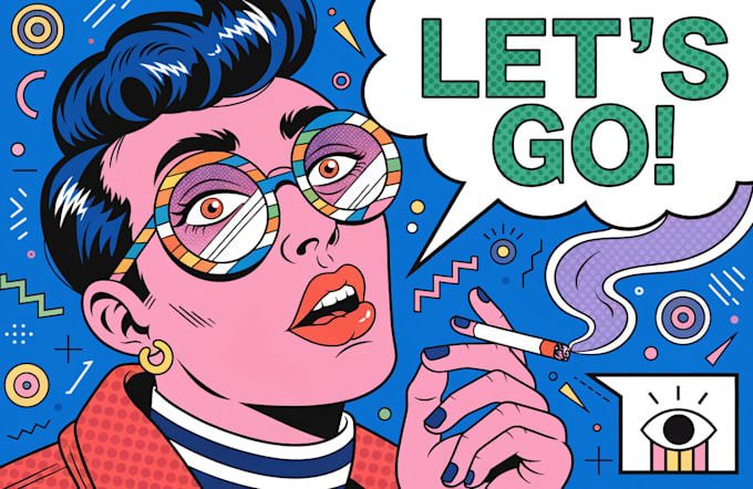 create a pop retro vintage comic art