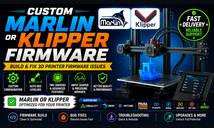 build custom marlin or klipper firmware and fix your 3d printer firmware issues