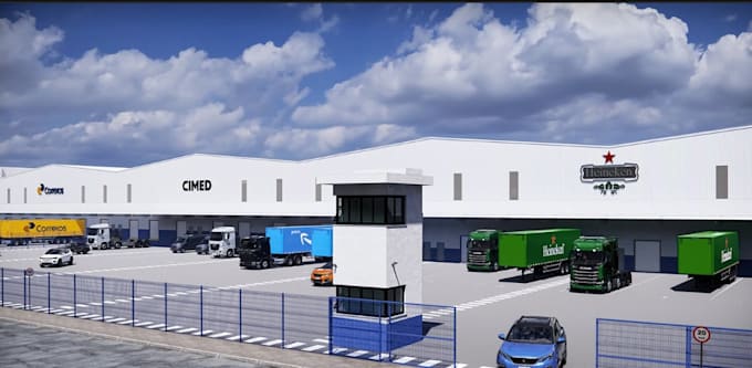 rebuild 3d warehouse design, distribution center, manufacturing facility model