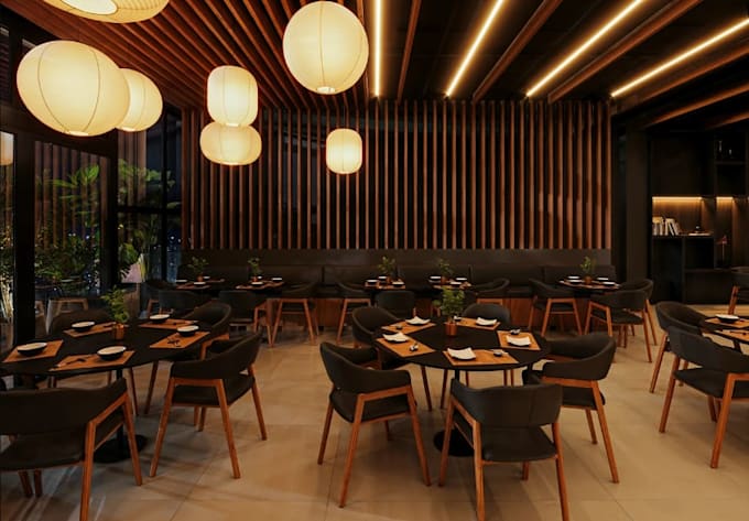 fast delivery restaurant buffet dining, bistro bar lounge,interior visualization