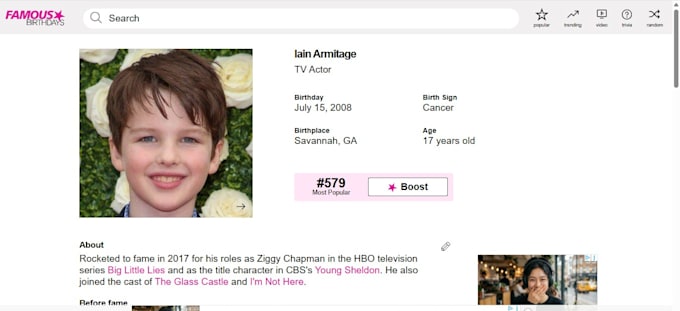 assist with famous birthdays profile creation and google knowledge panel