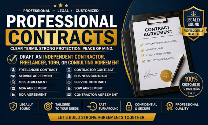 draft an independent contractor, freelancer, 1099, or consulting agreement