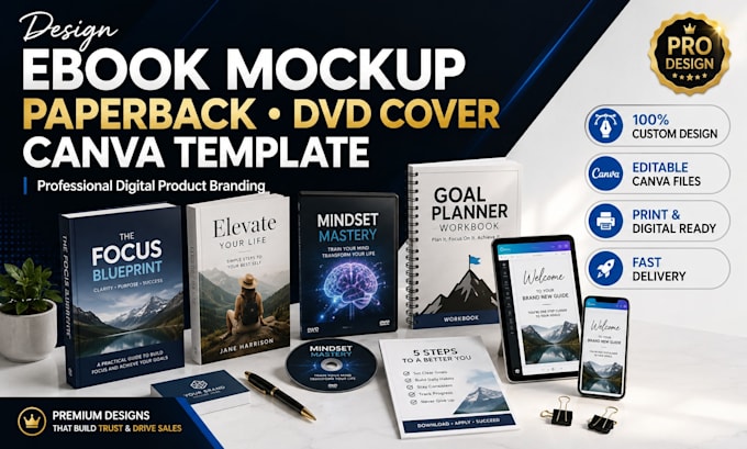 design ebook mockup paperback dvd cover lead magnet workbook canva template