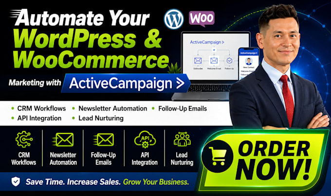 do wordpress woocommerce activecampaign newsletter,welcome series,API, CRM setup
