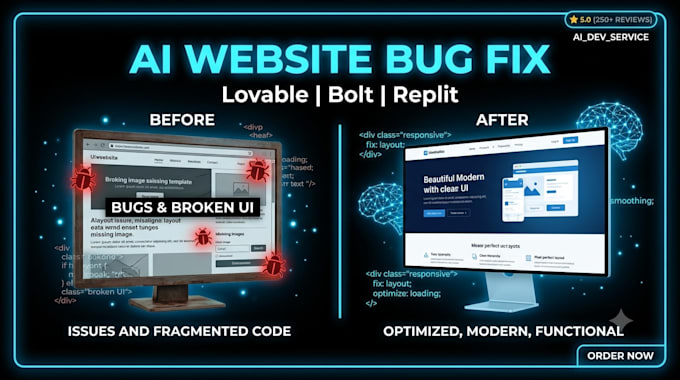 fix bugs and improve ai generated websites using lovable bolt and replit