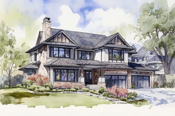 paint watercolor house portrait