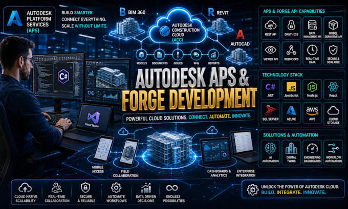 develop autodesk forge aps, api integration, bim 360 acc cloud solution