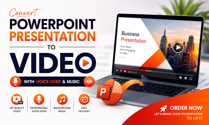 convert powerpoint presentation to video, ppt to video with voice over and music