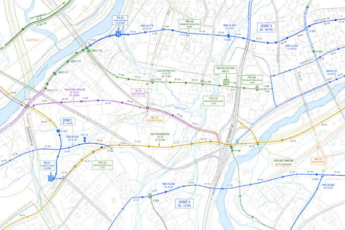 create utility, sewer, pipeline and drainage gis maps