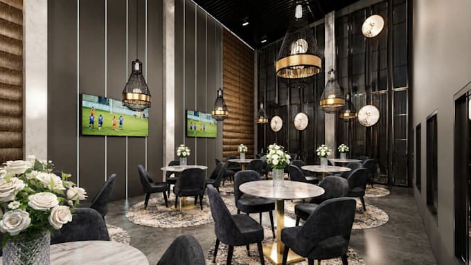 design restaurant, cafe, lounge interior and 3d rendering
