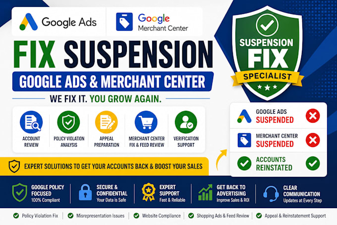 fix google ads account suspension ads suspension merchant policy violations