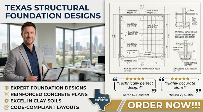 prepare texas structural foundation designs and concrete foundation plans