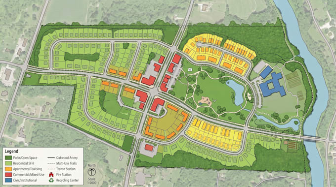 create neighborhood map, parcel map, property layout and master development plan