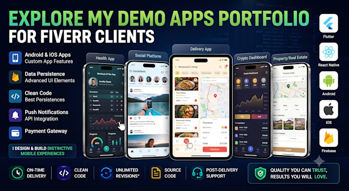 develop android, flutter, react native mobile app