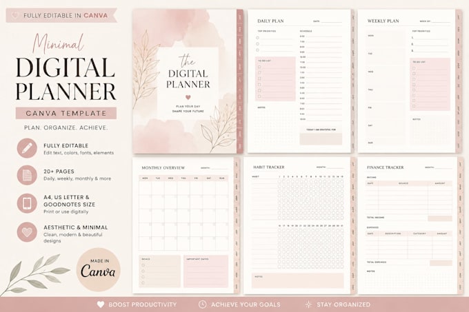 create editable canva digital planner templates