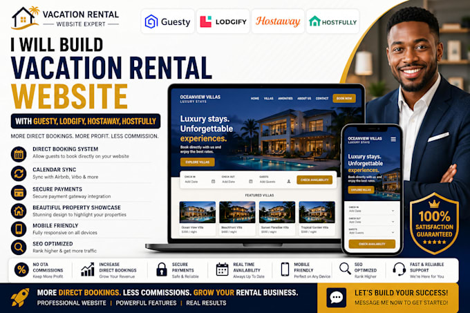 build vacation website with guesty, lodgify, hostaway, hostfully