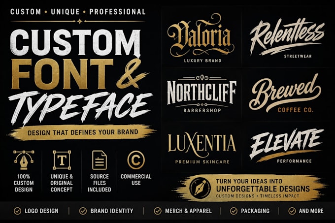 design custom font and typography design typeface