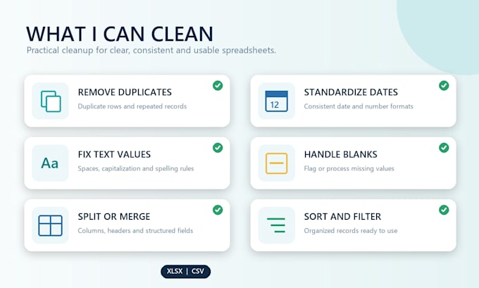 clean organize and format your excel or CSV data