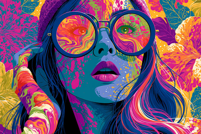 do psychedelic, trippy, stoner illustration t shirt design
