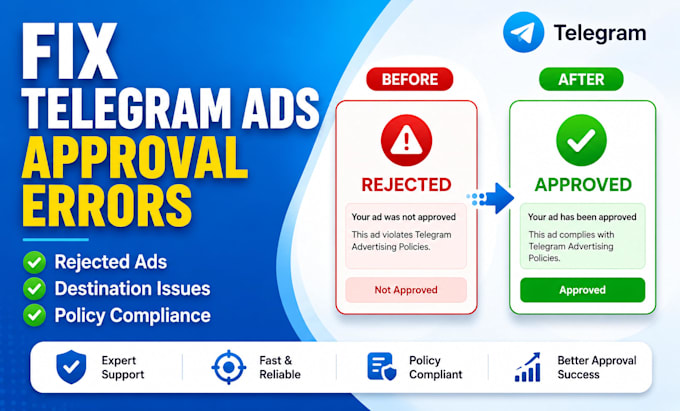 fix telegram ads approval errors, rejected ads and destination issues