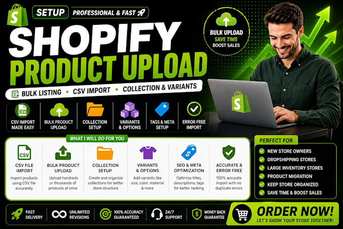 setup shopify product upload bulk listing csv import collection and variants