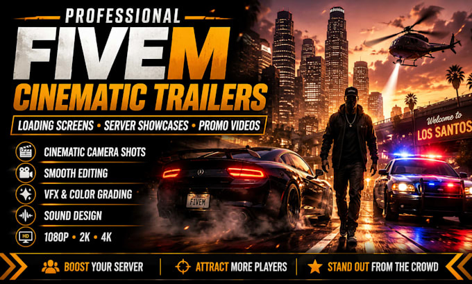 reate 4k fivem loading screen, cinematic trailer video, fivem script showcase