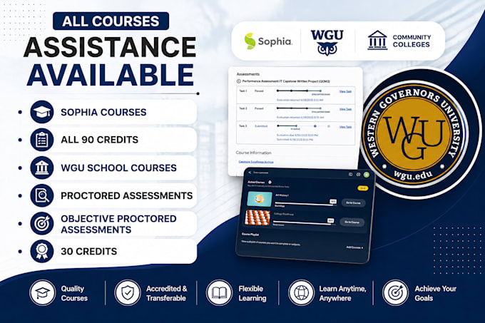 provide trainings for sophia org, study com and wgu courses
