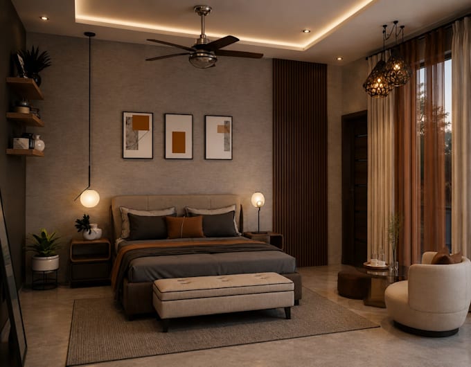 create realistic bedroom and bathroom interior designs