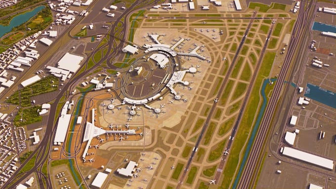 create airport masterplan, terminal design, and cgi renders