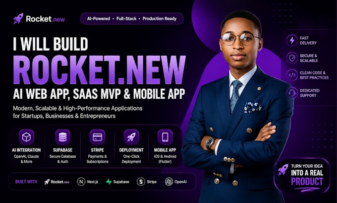 rocket new ai web app, saas mvp mobile app rocket new webapp supabase, v0 cursor