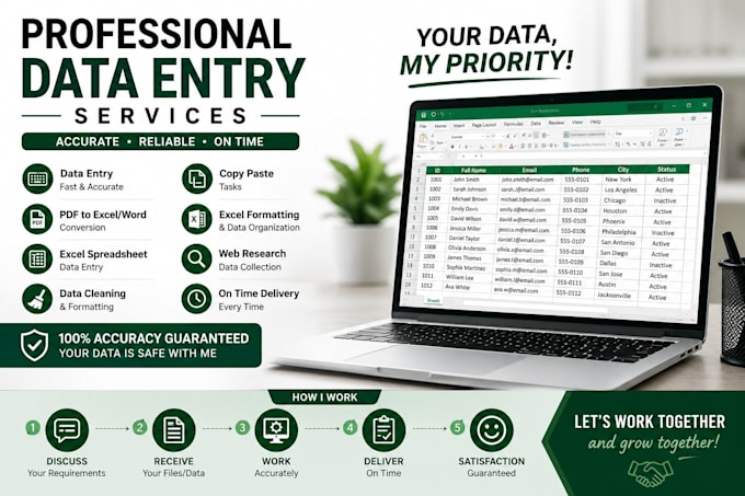 create excel attendance sheets, timesheets and do data entry