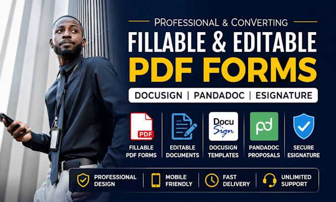 create convert fillable pdf editable pdf form docusign pandadoc esignature forms