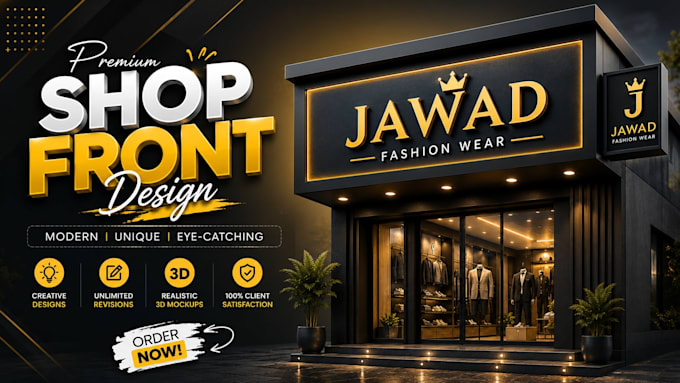 design a premium retail shop front with realistic visuals for you