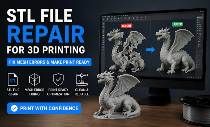 repair stl file for 3d printing and fix mesh errors