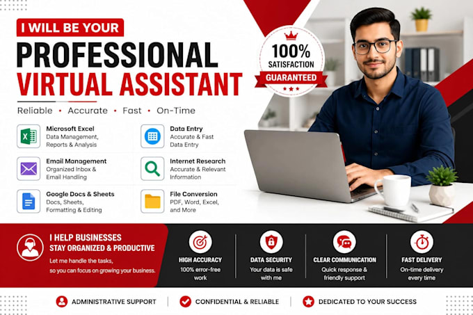 be your professional virtual assistant for data entry and web research