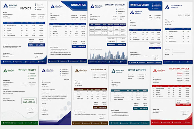 create invoices, quotations, po and letterheads