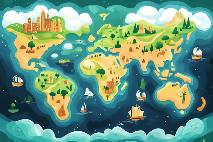 design a custom map, city illustration