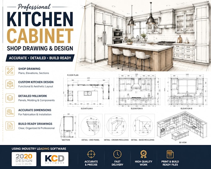 create kitchen cabinet designs millwork using 2020 design and kcd software