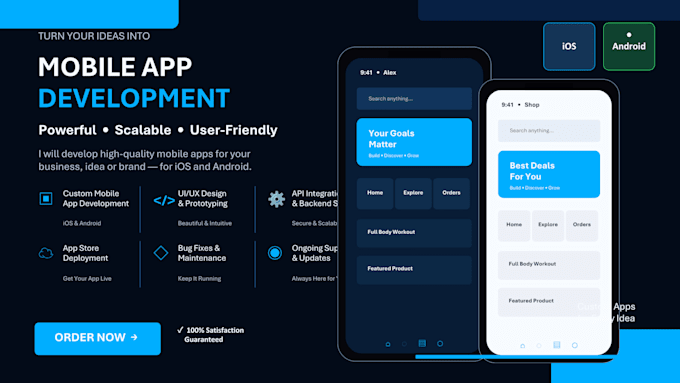 build ai saas web app, mobile app development, app development ai mobile app